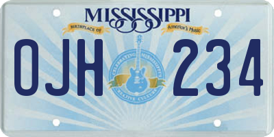 MS license plate OJH234