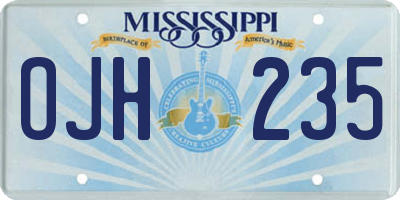 MS license plate OJH235