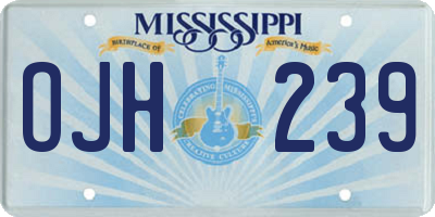 MS license plate OJH239