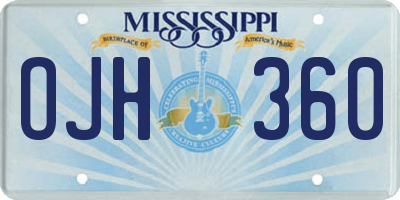 MS license plate OJH360