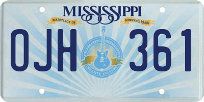 MS license plate OJH361