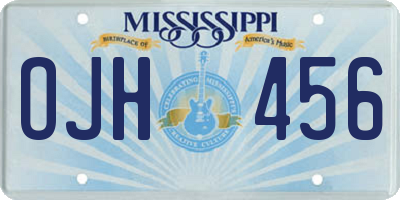 MS license plate OJH456