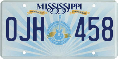 MS license plate OJH458
