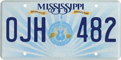 MS license plate OJH482