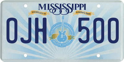 MS license plate OJH500