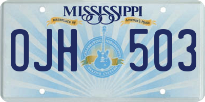 MS license plate OJH503