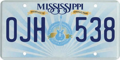 MS license plate OJH538