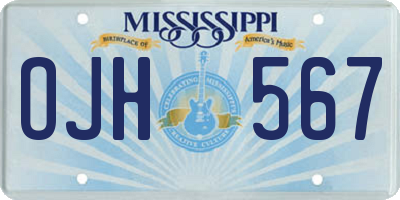 MS license plate OJH567