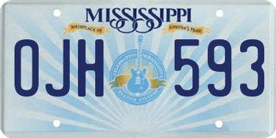 MS license plate OJH593