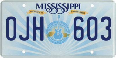 MS license plate OJH603