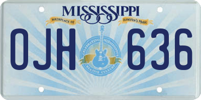 MS license plate OJH636
