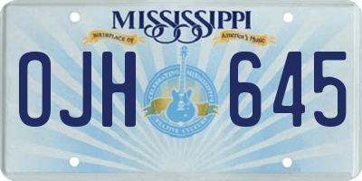 MS license plate OJH645