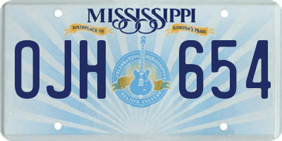 MS license plate OJH654