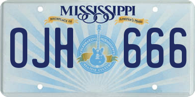 MS license plate OJH666