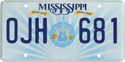 MS license plate OJH681