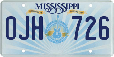 MS license plate OJH726