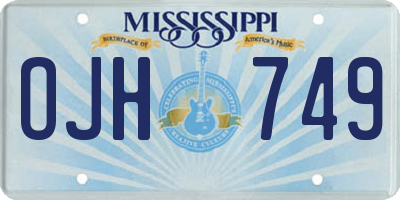 MS license plate OJH749