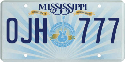 MS license plate OJH777