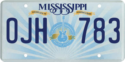 MS license plate OJH783