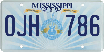 MS license plate OJH786