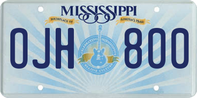 MS license plate OJH800