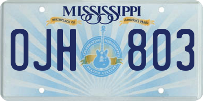 MS license plate OJH803