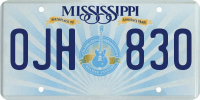MS license plate OJH830