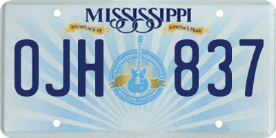 MS license plate OJH837