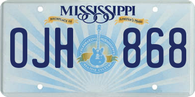 MS license plate OJH868