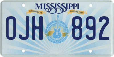 MS license plate OJH892