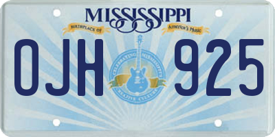 MS license plate OJH925