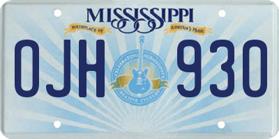 MS license plate OJH930