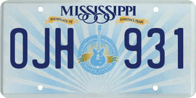 MS license plate OJH931