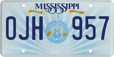 MS license plate OJH957