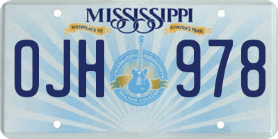 MS license plate OJH978