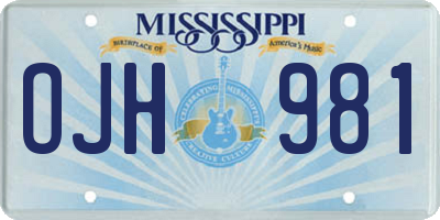 MS license plate OJH981