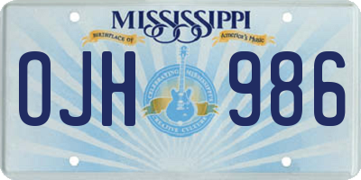 MS license plate OJH986