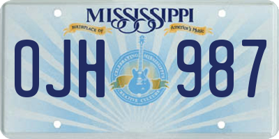 MS license plate OJH987