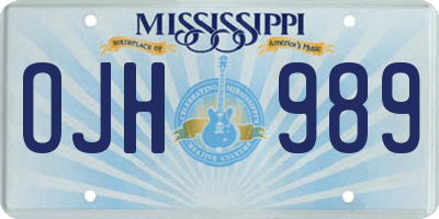 MS license plate OJH989