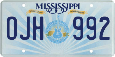 MS license plate OJH992