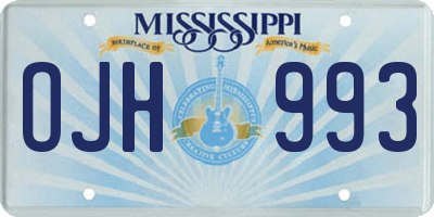 MS license plate OJH993