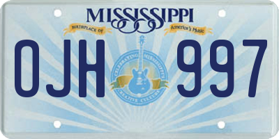 MS license plate OJH997