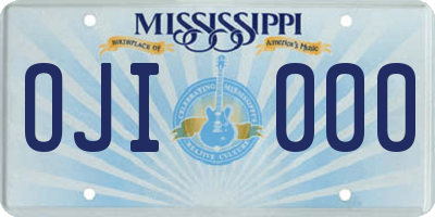 MS license plate OJI000