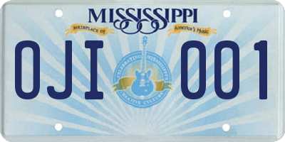 MS license plate OJI001