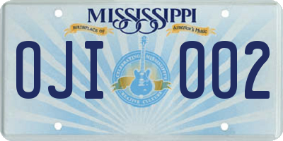 MS license plate OJI002