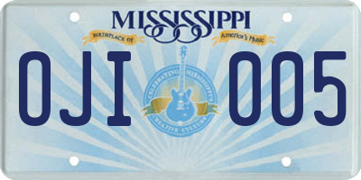 MS license plate OJI005