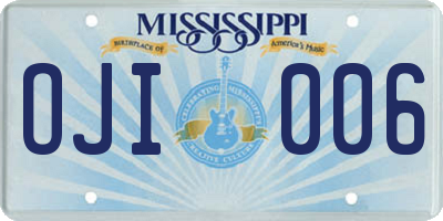 MS license plate OJI006