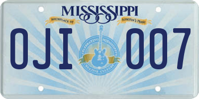 MS license plate OJI007