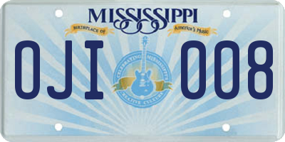 MS license plate OJI008
