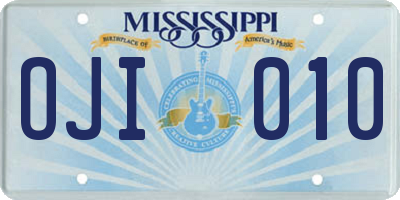 MS license plate OJI010